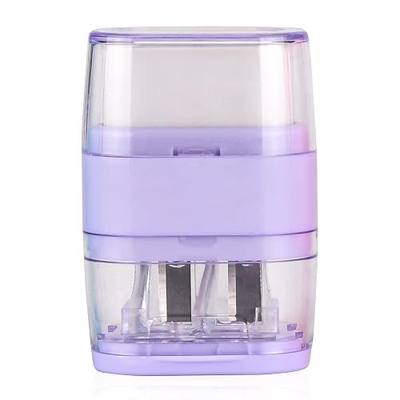 1PCS Manual Pencil Sharpener with Eraser, 2 Sharpening Holes Sharpener with Eraser for School, Office and Home Supplies (Purple)