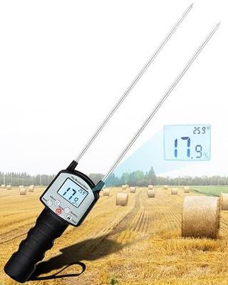 Hay Moisture Tester, Portable Hay Moisture Meter, Hay Bale Moisture Tester with Dual Probe, Forage Moisture Tester with Automatic Temperature Compensation for Alfalfa, Forage, Orchard Grass, Bales