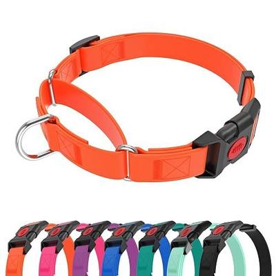 Waterproof Martingale Collar for Dogs,Easy to Clean Dog Collars with Safety Quick Release Buckle,Rubber Collar for Medium Large Dogs Walking Training (Orange, M (16.5-20.8inch))