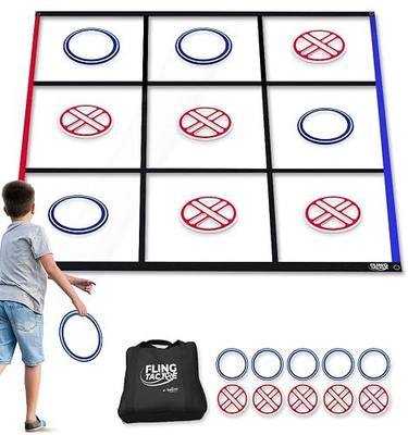 Swooc Games® - Fling Tac Toe™ (9ft x 9ft) Giant Tic Tac Toe Game Outdoor | Weatherproof Giant Outdoor Games for Adults and Family | Large Backyard Games for Kids | Jumbo Outside Yard & Lawn Game