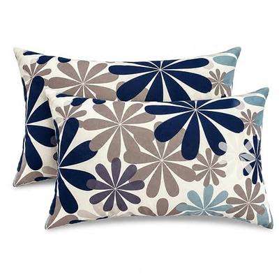 2 Pack Outdoor Lumbar Pillows 12x20 with Inserts, Windmill | Set of 2 rectangular 12x20 outdoor lumbar pillows with inserts, water-repellent covers, hidden zippers, and Windmill print.