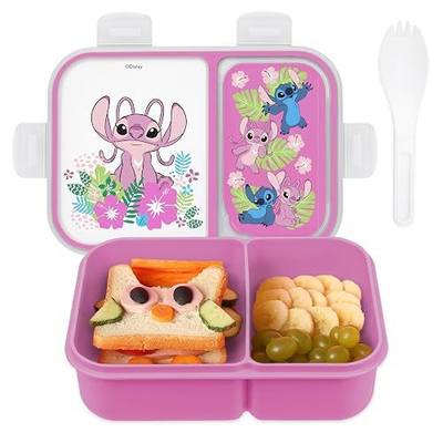 Disney Stitch Bento Box for Kids, Divided Compartments, Leak-Proof | BPA-free with detachable spork, dishwasher safe, ideal for school and toddler lunches