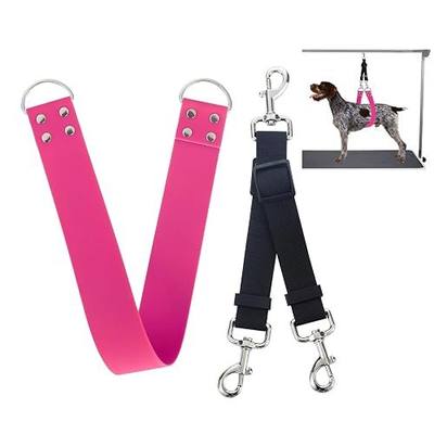 Dog Grooming Belly Band - Pet Grooming Belly Straps Pink Groomer Belly Support 2" Wide Waterproof Strong PVC Dogs Loop with Adjustable Connector Groom Restraint for Pets Bathing Salon (Pink-Short)