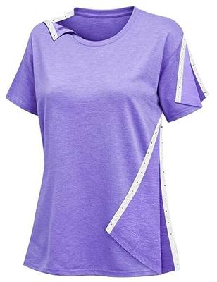 Post Surgery Shirt for Women Shoulder Surgery Shirts Full Snap-Open Arm Shoulder Recovery Clothing-Chemo Clothing Women