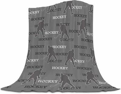 Hockey Baby Blanket 30"x40" - Grey Reversible Fleece Throw with Ice Hockey Design, Ultra Soft Plush Blanket for Crib, Stroller & Toddler Bed, Cozy Gift for Little Fans
