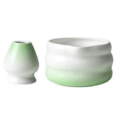 Matcha Bowl Set, Matcha Bowl with Spout (with Pouring Spout),Gift Set for Matcha Lover(Green)