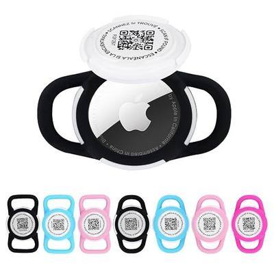 QR Code Pet ID Tag Case - Waterproof Silicone Holder for Small Dog Collar, No GPS Needed Pet Tracking Accessory (Black, Small)