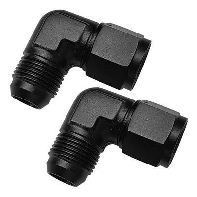2PCS 10AN Female to Male Flare 90° Elbow Swivel Fitting Adapter | 90 Degree Black Anodized Aluminum Hose Elbow Union Coupler Connector, Car Fuel Oil Line Modification Auto Accessory, AN10