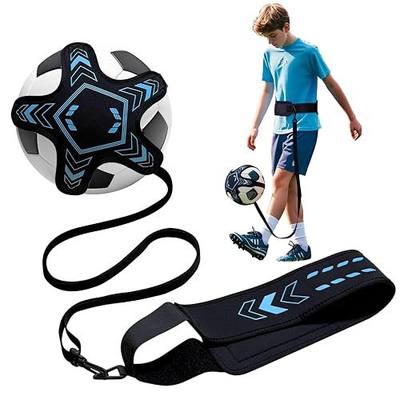 Soccer Training Equipment Football Kick Solo Trainer Adjustable Waist Belt Elastic Rope, Aids Hands Free Throw Sole Practice Fits Ball 3, 4, 5 and Volleyball Rugby (Blue)