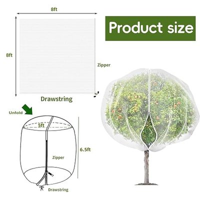 2Pcs 8x8ft Fruit Tree Covers with Zipper and Drawstring, Durable Garden Mesh Net to Protect Fruit Trees, Apple, Cherry, Peach Trees – Reusable, Lightweight