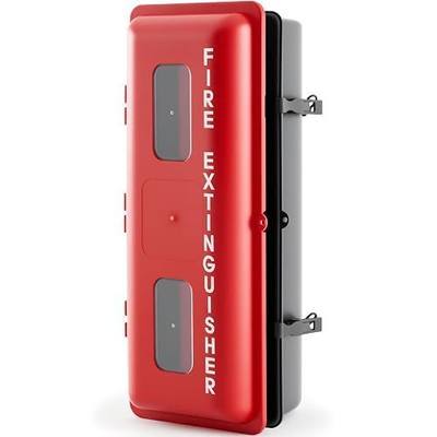 DoubleFill 1 Pcs 10 lb Fire Extinguisher Cabinet Box with Internal Rope Fastening and External Latch Sturdy Plastic Holder Case Vandal-Resistant Weatherproof Protect Indoor Outdoor (26 x 12 x 9 in)