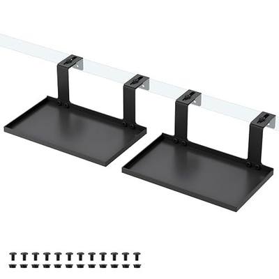 2 Pcs Office Cubicle Shelf with Adjustable Hooks, 10''L x 6''W Metal Storage Organizer, Cubicle Hanging Rack for Small Plants, Figurines, Picture Frames (Black)