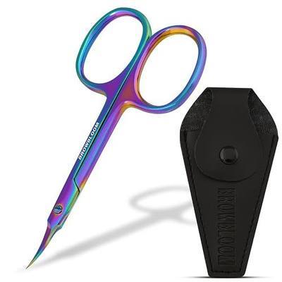 Precision Cuticle Scissors for Manicure, Pedicure, Eyebrow, and Eyelash Grooming - Extra Sharp Multi-Color Curved Cuticle Scissors with Black Storage Case for Men and Women (Multi)