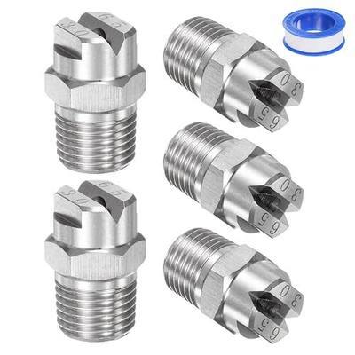 M METERXITY 5-Pack Flat Fan Spray Tip, 65 Degree 1/4BSPT Male Stainless Steel Pressure Washer Nozzles Cleaner Nozzle Replacement W Sealing Tape for Water Guns (3.6mm Orifice)