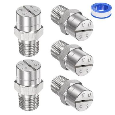 M METERXITY 5-Pack Flat Fan Spray Tip, 65 Degree 1/8BSPT Male Stainless Steel Pressure Washer Nozzles Cleaner Nozzle Replacement W Sealing Tape for Water Guns (1.1mm Orifice)