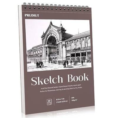 8.5 × 11 Sketch Book, Spiral Bound, 50 Sheets, Acid-Free Drawing Pad | 68Lb/100gsm Paper, Perforated Pages, 360° Spiral Binding, Hard Backing, for Pencil, Charcoal, Pastel And Markers