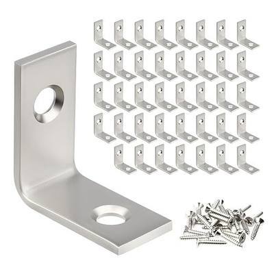 WellMade 1 Inch Stainless Steel L Brackets - 40 Pack Corner Braces for Shelves, Furniture, Cabinets - Rustproof & Easy Installation with 80 Screws