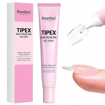 Beetles 20g Solid Nail Glue Gel, No Wipe & No-Need-to-Hold | Designed for Tipex Instant Apex Nail Tips, Flat-Nail Friendly, DIY & Salon Use, UV/LED Cured (1 Pack)