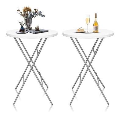 GUAGUA 32" Round Plastic Folding High Top Table - Versatile Bar, Cocktail & Portable Pub Table for Parties, Bistro & Events (White Set)