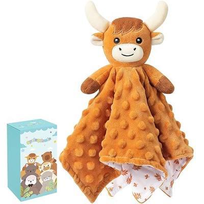 Loveys for Babies,Soft Baby Security Blanket for Newborn Infant Toddler Snuggle Toy Stuffed Animal,Lovey Highland Cow Security Blankets Baby Unisex for Gifts(Highland Cow,12.2in)