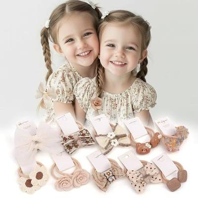 20 PCS Toddler Hair Ties for Girls, Baby Hair Ties Cute Flower Elastic Scrunchies, Seamless Ponytail Holders, Little Girls Hair Accessories for Thick Hair (Set-B)