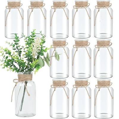 12 Pack Mason Jar Vases for Centerpieces, Clear Glass Flower Vase | Vintage Farmhouse Rustic Decorative Jars for Wedding Party Baby Shower Table Decor, Wide Mouth Mason Jars with Twine Bulk