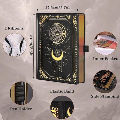 TIEFOSSI Line Journal Notebook for Women Men, 316 Pages,8.3x5.8 IN | Hardcover A5 College Ruled Notebook for Writing,Vintage Diary with Bookmark, for Work School, Note Taking