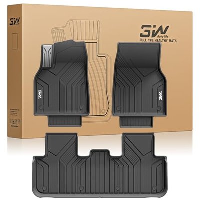 3W Floor Mats Fit for Tesla New Model Y 2025 2026 Juniper, TPE All Weather Custom Fit Floor Liner for Juniper Model Y Accessories 1st and 2nd Row Car Mats Easy Clean, Vigormold™