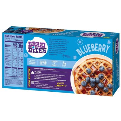 Brazi Bites Gluten-Free Blueberry Waffles | Six Count Cartons (4-pack)