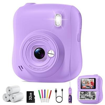 Instant Print Camera for Kids, Best 1080P HD Selfie Toy with 32GB SD Card | Christmas Birthday Gifts for 3 4 5 6 7 8 9 10 11 12 Year Old Boys Girls,Toddler Digital Video Camcorder Cameras(Purple)