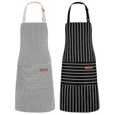 2Pack Adjustable Kitchen Apron for Women Men with 2 Pockets,Cotton-Polyester Blend Bib Aprons for Cooking,Baking