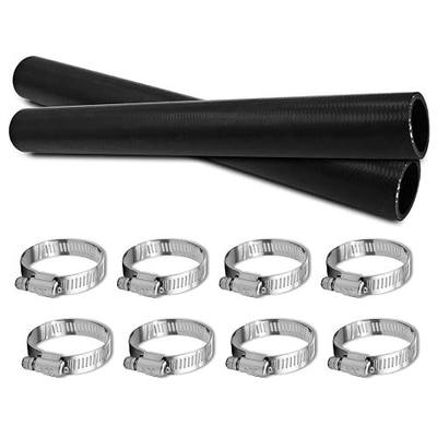 (2pcs) 2" ID Gasoline Fuel Filler Neck Hose with 8 Clamps - 15 7/8" Straight Gas Tank Hose Replacement