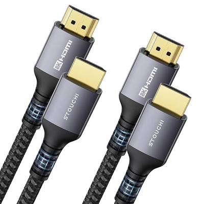 Stouchi 8K HDMI 2.1 Cable 8ft (2-Pack) 48Gbps 4K@120Hz | Ultra High Speed | eARC | Reduce Screen Tearing & Lag | Triple-tin Shielding | 30AWG Copper Wire | Nylon Braided