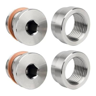 M18x1.5 Oxygen Sensor Weld Bungs & Plugs Kit (2 Bungs/2 Plugs) - Stainless Steel Welding Adapters