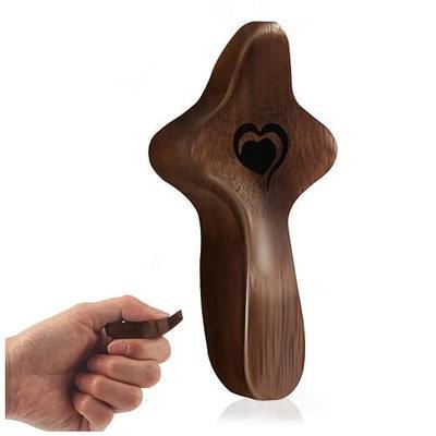 wellhouse Cross My Heart/Encouragement Gift Wood Comfort Stress Relief Cross for Clutching, Clinging and Praying Religious Gift