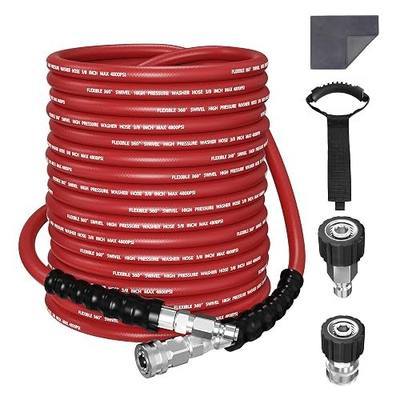 SITIMIMIL® 3/8 Pressure Washer Hose 100FT Hot Water - Commercial Grade 4800PSI Steel Wire Braided, Ultra Flexible & Kink Resistant, Quick Connect Fits Most Brands, for Home & Professional Use