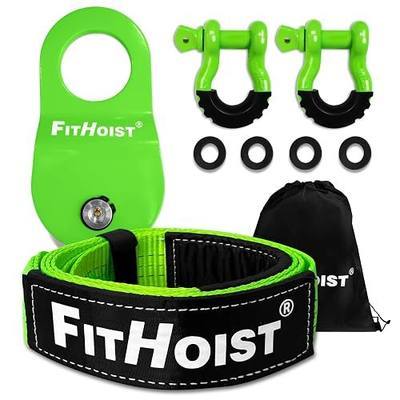 Offroad Recovery Kit, Snatch Block Pulley 10 Ton and Tree Saver Strap 3" x8' and 2pc D Ring Shackles 3/4", Winch Accessories for Car Truck SUV ATV