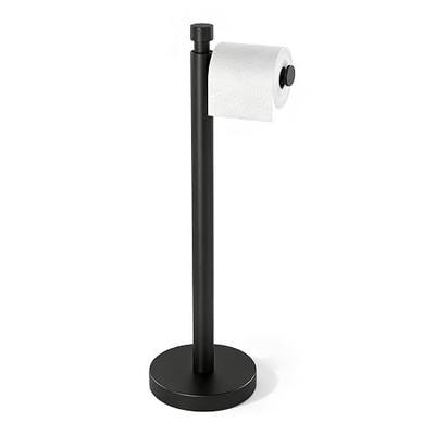 YUMORE Toilet Paper Holder Stand, 4.4lbs Heavy Duty Stainless Steel Free Standing Bathroom Tissue Roll Holder, Matte Black