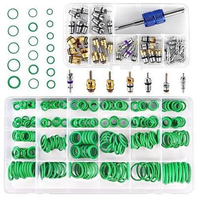Car A/C Repair Kit: 270pcs AC O Ring Kit & 40pcs AC Valve Core Kit for R12 R134a R22 Refrigeration System with Removal & Install Tool, Air Conditioning Seal Washer Valve Core Assortment Kit