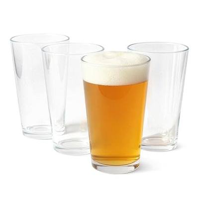 Amazon Basics Pint Glasses, 16 oz., Dishwasher-Safe, 4-Piece Set