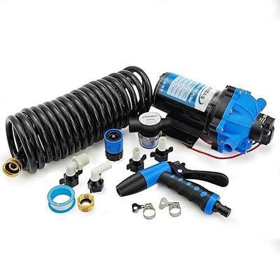 7.5GPM 80PSI Water Pump, 12V RV DC Fresh Washdown Pump Kit with Pressure Switch, Self-Priming Diaphragm Water Pump for Boats, Marines, Campers, Travel Trailers, Sprayers, and Yachts