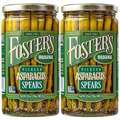 Foster's Pickled Asparagus Spears in a Jar, Original, 32oz, 2 Pack | Traditional Pickled Vegetables Recipe for over 40 years, Low Calorie Snack, Gluten Free, Fat and Preservative Free Pickles
