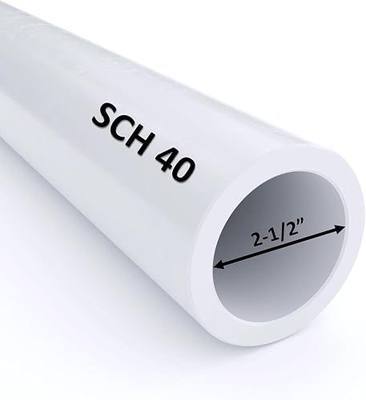 VENTRAL Schedule 40 PVC Pipe 2 1/2 Inch (2.875 OD), White, Cut Lengths for Plumbing, Landscape, Pool, Spa (24 Inches Long)