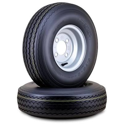 WANDA Trailer Tire Wheel Assembly 5.70-8 6-Ply C 77M with 4 Lugs on 4" PCD Silver Rim,SET 2