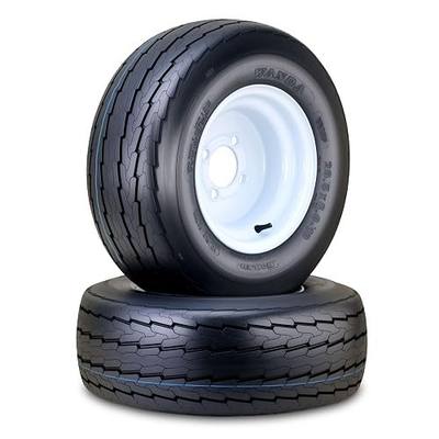 WANDA Trailer Tire Wheel Assembly 20.5x8-10 10-Ply E 95L with 4 Lugs on 4" PCD White Rim,SET 2