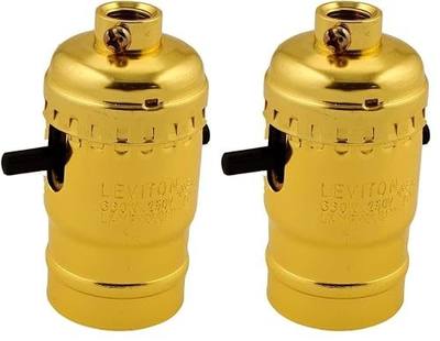 Leviton Brass Medium Base Complete, Aluminum Shell Incandescent Lampholder, Push-Through, Single Circuit, 1/8IPs Tapped Bushing, 6098-PG (Pack of 2)