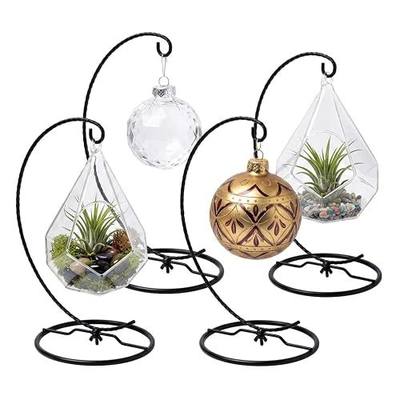 HOHIYA 4 Pack 9.5" Black Ornament Display Stand for Air Plants & Globes | Twist wire metal holders for ornaments, glass terrariums and seasonal décor, perfect for home, weddings and holidays.