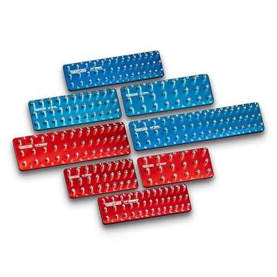 Westling USA Premium Aluminum Professional 8 Piece Socket Tray/Organizer Set, Holds 273 Standard and Metric Sockets (Red/Blue, 3 Row)
