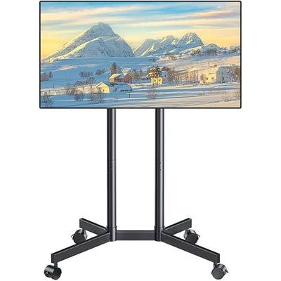 Afaloona Rolling TV Stand for 32-65" TVs, Height Adjustable, Lockable Wheel | Stable dual-column TV cart with an X-shaped base supports up to 88 lbs, Max VESA 400×400mm for Bedroom, Office and Outdool