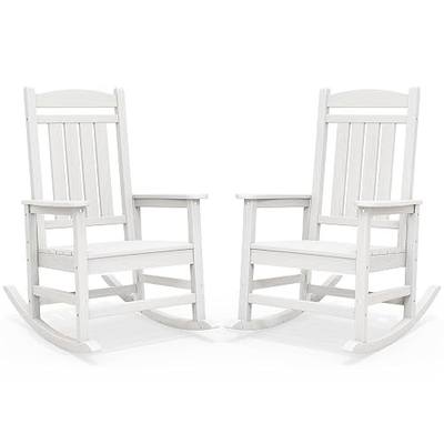 SERWALL Outdoor Rocking Chair Set of 2, Patio Rocking Chair, White | HDPE All-Weather Oversized Outdoor Rocking Chair for Adults, Porch Rocker for Balcony, Yard, 350LBS